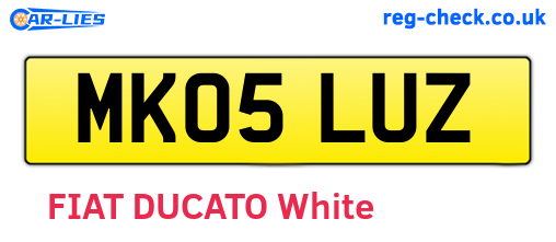 MK05LUZ are the vehicle registration plates.
