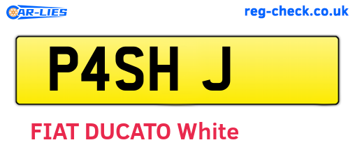 P4SHJ are the vehicle registration plates.