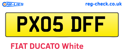 PX05DFF are the vehicle registration plates.