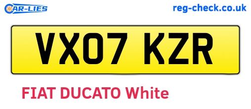 VX07KZR are the vehicle registration plates.