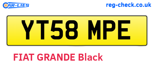 YT58MPE are the vehicle registration plates.
