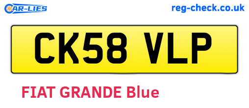 CK58VLP are the vehicle registration plates.