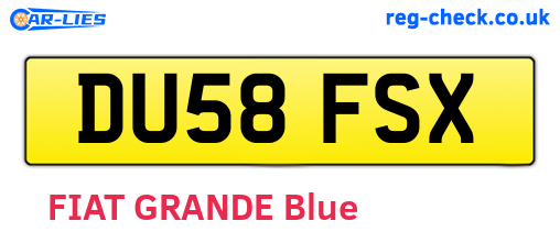 DU58FSX are the vehicle registration plates.