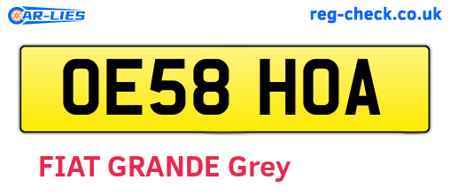 OE58HOA are the vehicle registration plates.