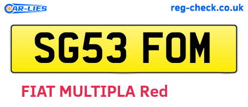 SG53FOM are the vehicle registration plates.