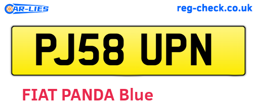 PJ58UPN are the vehicle registration plates.