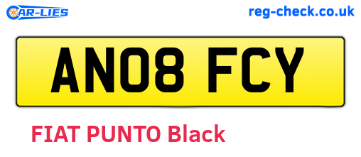 AN08FCY are the vehicle registration plates.