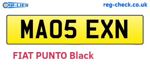 MA05EXN are the vehicle registration plates.