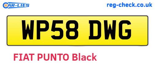 WP58DWG are the vehicle registration plates.