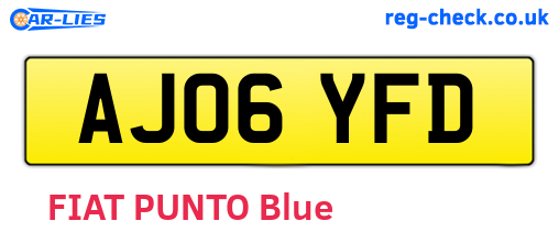 AJ06YFD are the vehicle registration plates.