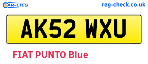 AK52WXU are the vehicle registration plates.