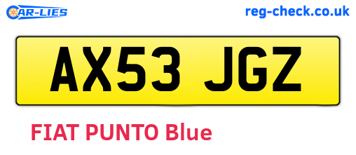 AX53JGZ are the vehicle registration plates.