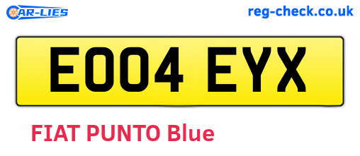 EO04EYX are the vehicle registration plates.