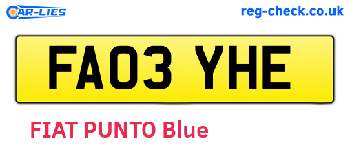 FA03YHE are the vehicle registration plates.