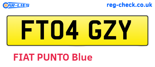 FT04GZY are the vehicle registration plates.