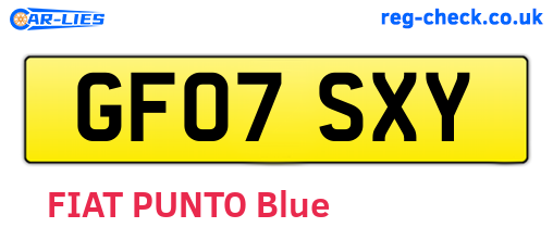 GF07SXY are the vehicle registration plates.