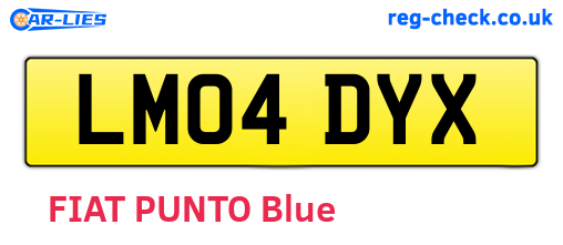 LM04DYX are the vehicle registration plates.