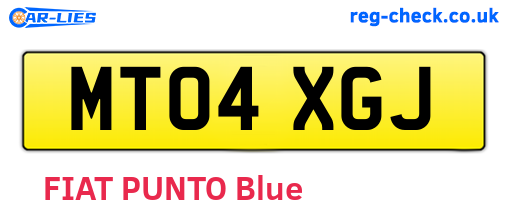 MT04XGJ are the vehicle registration plates.