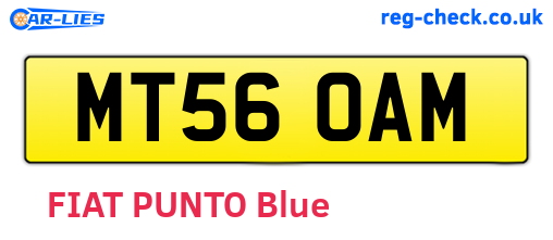 MT56OAM are the vehicle registration plates.