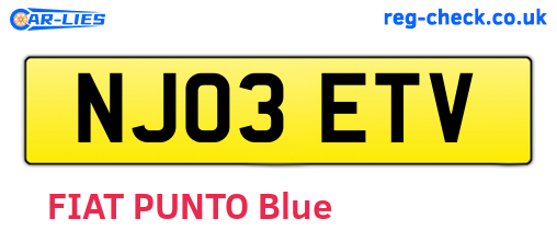 NJ03ETV are the vehicle registration plates.