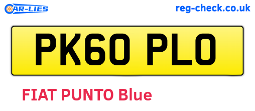 PK60PLO are the vehicle registration plates.