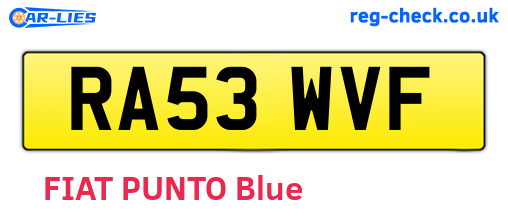 RA53WVF are the vehicle registration plates.