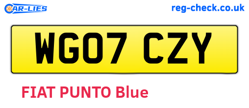 WG07CZY are the vehicle registration plates.