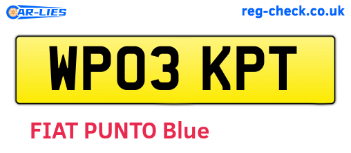 WP03KPT are the vehicle registration plates.