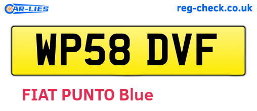WP58DVF are the vehicle registration plates.