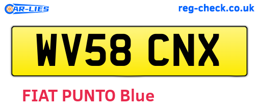 WV58CNX are the vehicle registration plates.