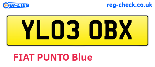 YL03OBX are the vehicle registration plates.
