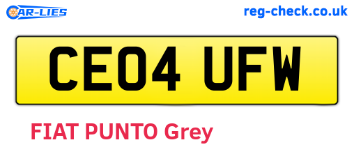 CE04UFW are the vehicle registration plates.