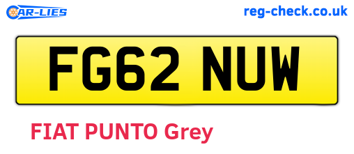 FG62NUW are the vehicle registration plates.