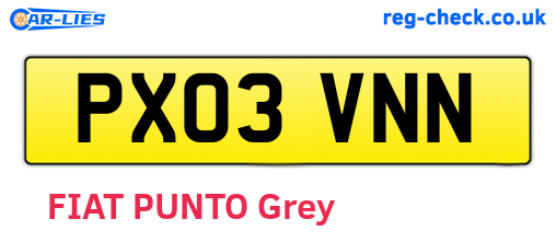 PX03VNN are the vehicle registration plates.