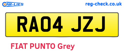 RA04JZJ are the vehicle registration plates.