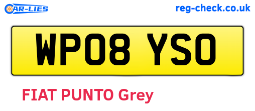 WP08YSO are the vehicle registration plates.