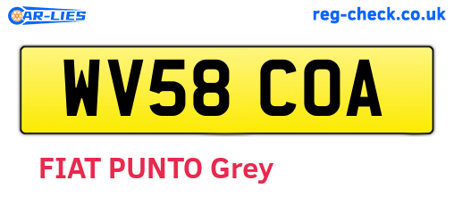 WV58COA are the vehicle registration plates.