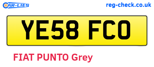 YE58FCO are the vehicle registration plates.