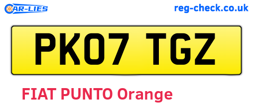 PK07TGZ are the vehicle registration plates.