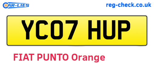 YC07HUP are the vehicle registration plates.