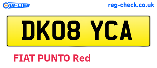 DK08YCA are the vehicle registration plates.