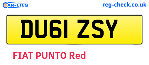 DU61ZSY are the vehicle registration plates.