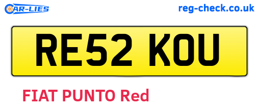 RE52KOU are the vehicle registration plates.