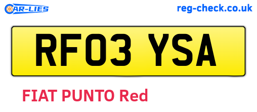 RF03YSA are the vehicle registration plates.