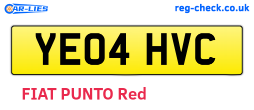 YE04HVC are the vehicle registration plates.