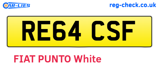 RE64CSF are the vehicle registration plates.
