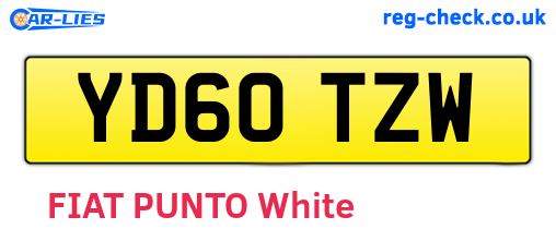 YD60TZW are the vehicle registration plates.