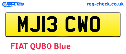 MJ13CWO are the vehicle registration plates.