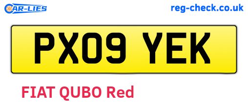 PX09YEK are the vehicle registration plates.