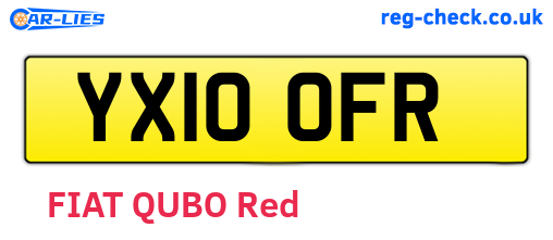 YX10OFR are the vehicle registration plates.